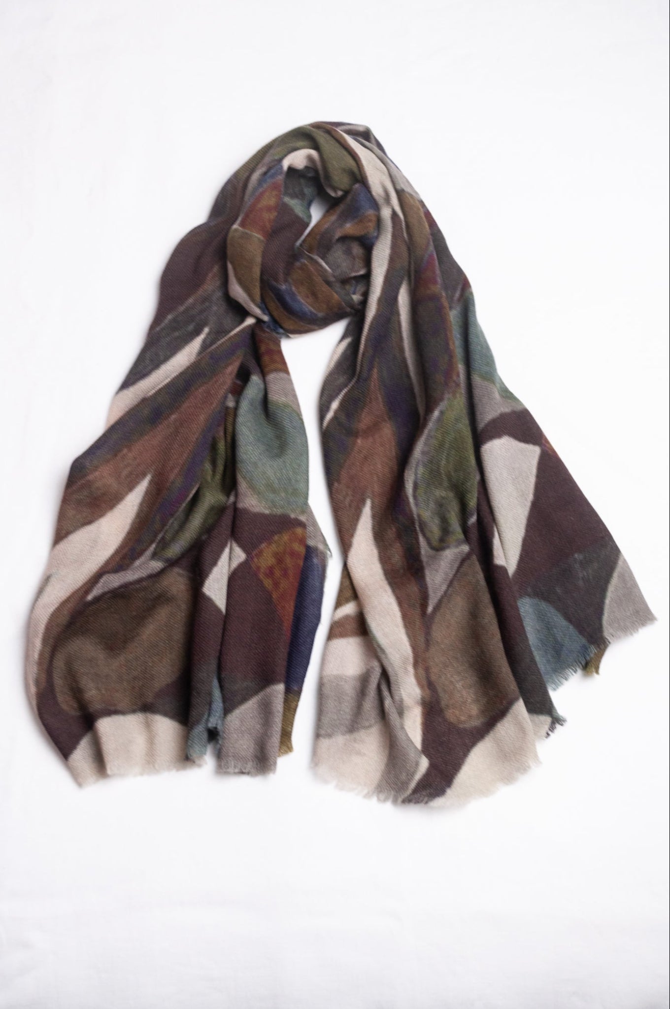 JH fine wool scarf - browns