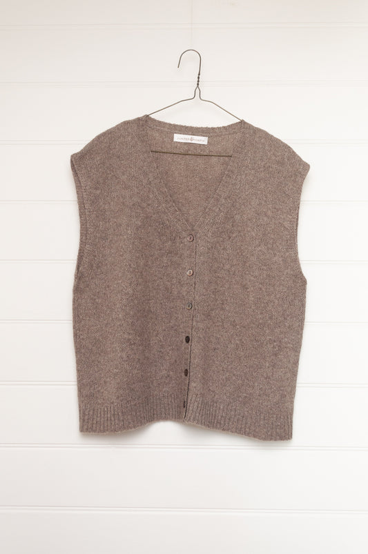 Baby yak wool natural yak wool knitted button up V-neck vest.