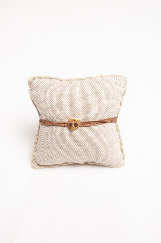 Mary Gaitani made in Greece waxed cord bracelet with gold leaf charms and semi-precious stone.