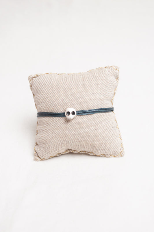 Mary Gaitani made in Greece waxed cord bracelet with silver feather charm, and semi-precious stones.