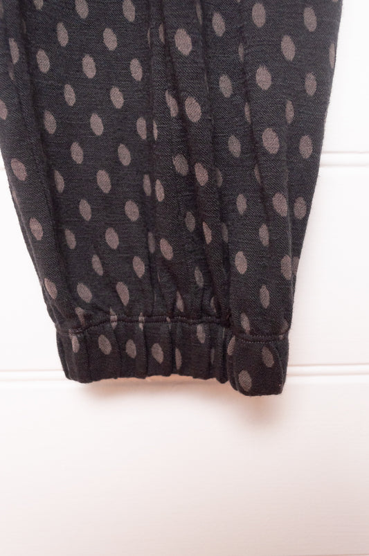 Valia Barcelona track pant wool jersey print in slate grey and black.