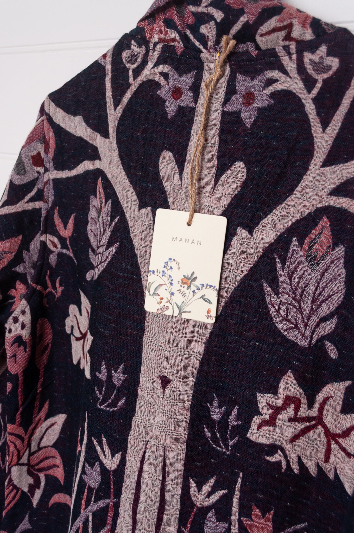 Manan Kami reversible wool jacket - Tree of Life ink