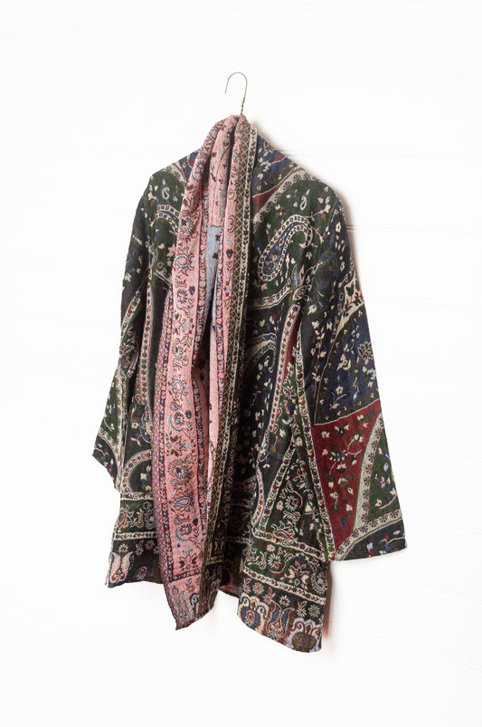 Manan Kami reversible wool jacket - Jewel paisley