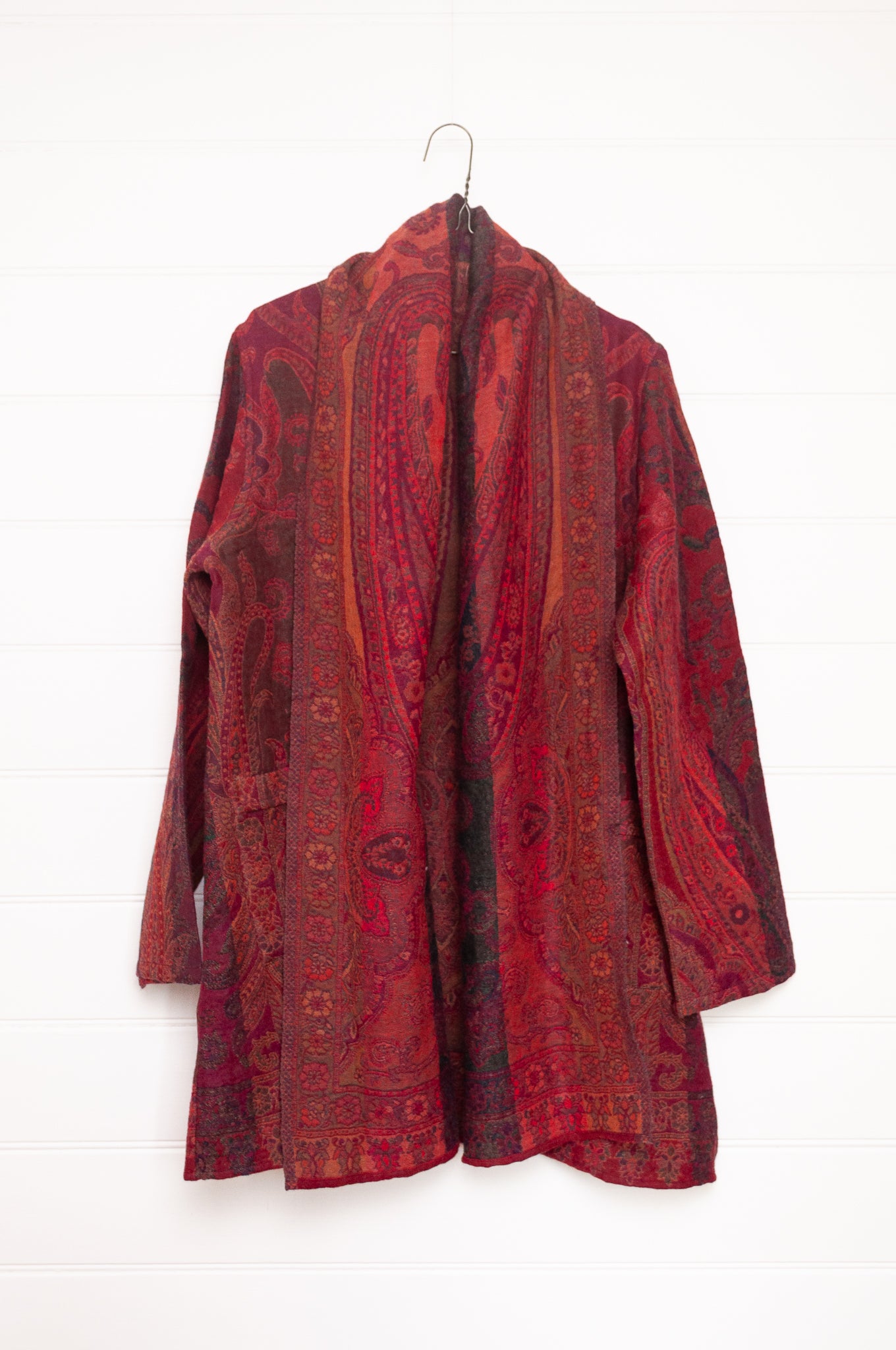 Manan Kami reversible wool jacket - crimson paisley