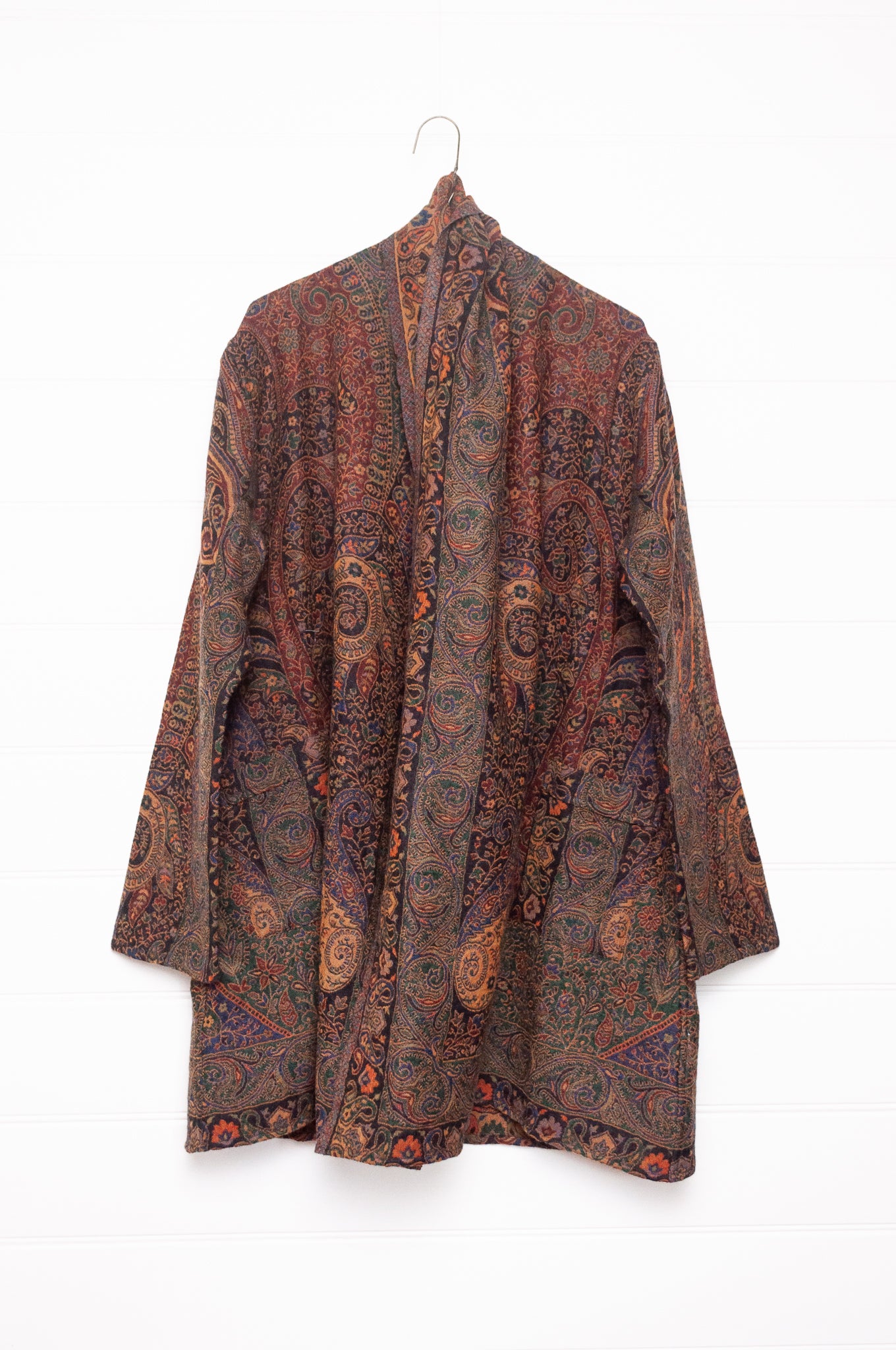Manan Kami reversible wool jacket - Burgundy paisley