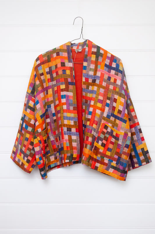 Neeru Kumar cotton silk quilted jacket - rainbow check