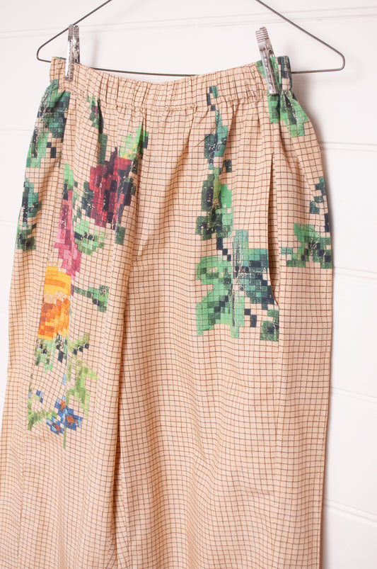 Raga Designs digital print floral cotton pull on pants.