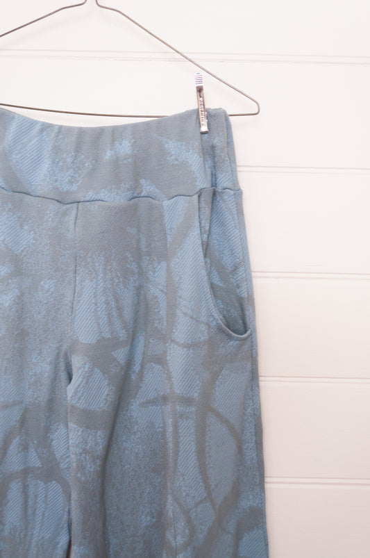 Valia cotton jacquard knit print Yachting pants in cloud light blue.