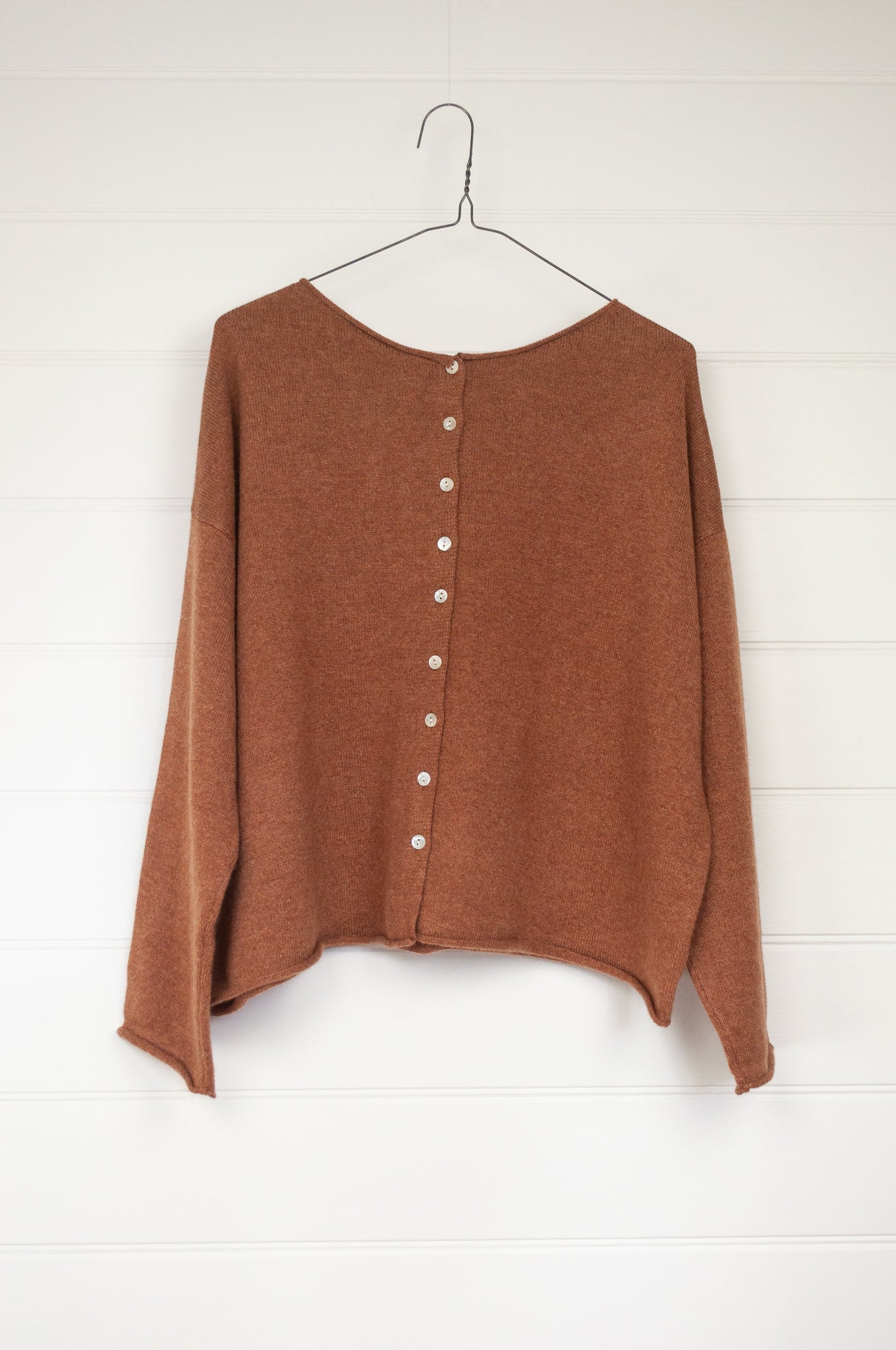 One size reversible cashmere cardi - toffee