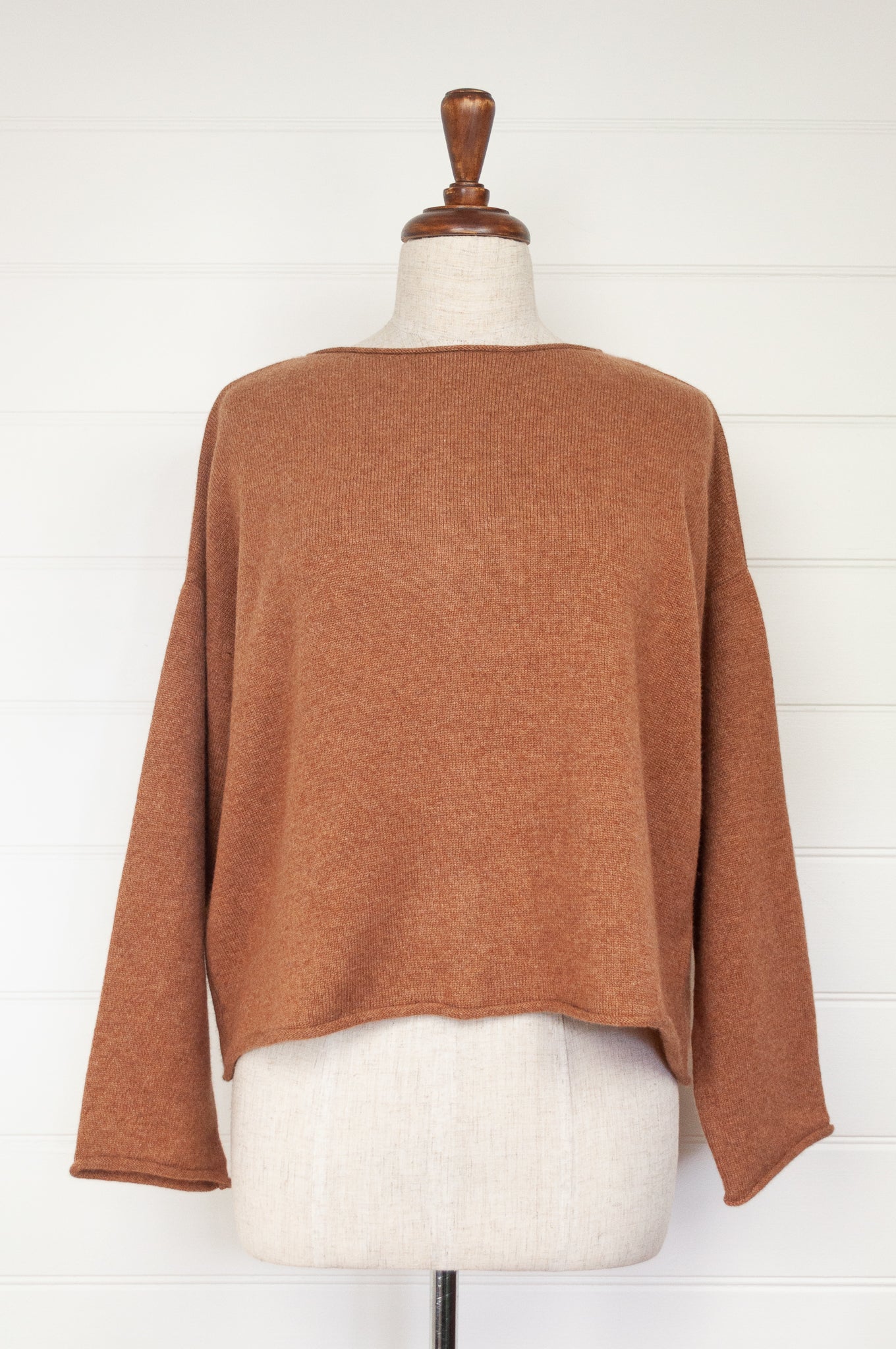 One size reversible cashmere cardi - toffee