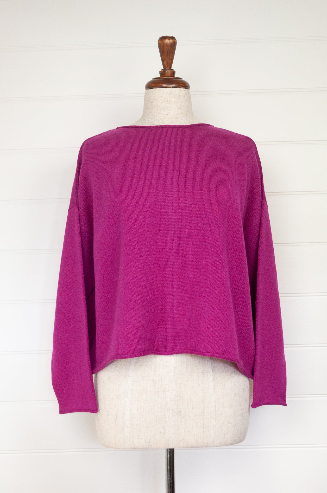 One size reversible cashmere cardi - magenta