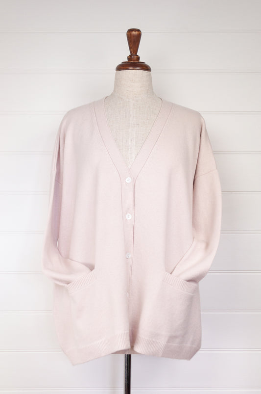 One size cashmere boyfriend cardi - ecru