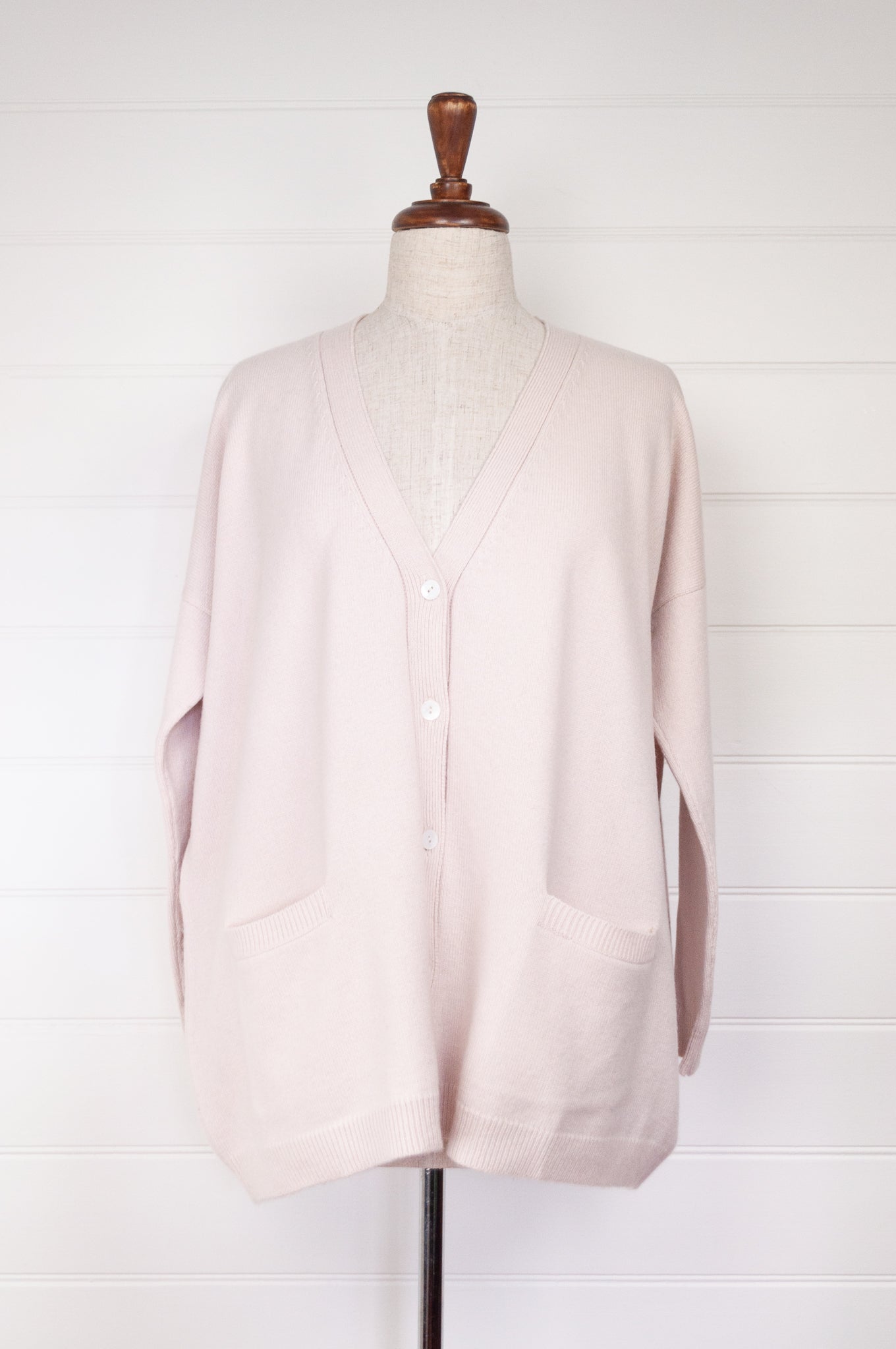 One size cashmere boyfriend cardi - ecru