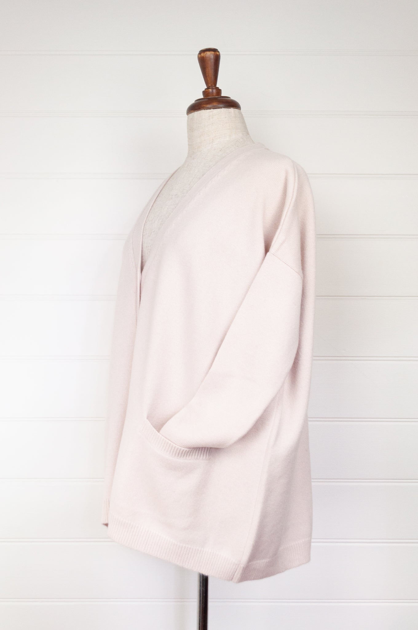 One size cashmere boyfriend cardi - ecru
