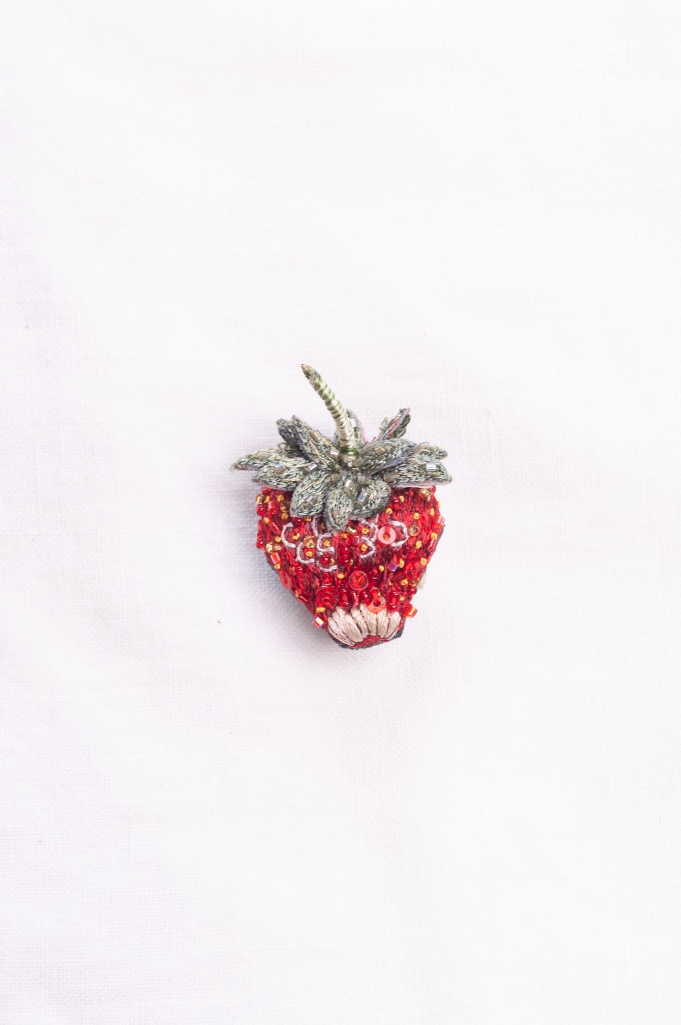 Trovelore hand embroidered and beaded Sparkle strawberry brooch.