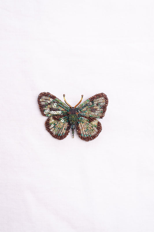 Trovelore hand embroidered and beeded Four spot sailor butterfly brooch.