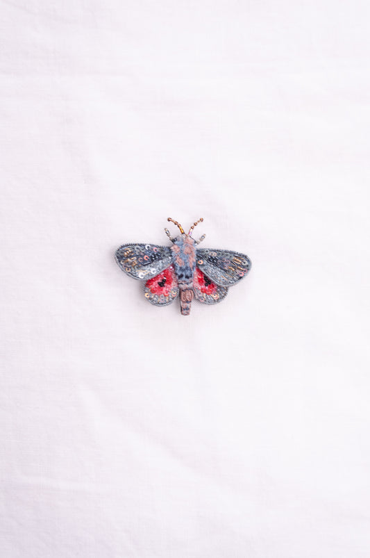 Trovelore hand embroidered and beeded Hubbbard's silk moth brooch.