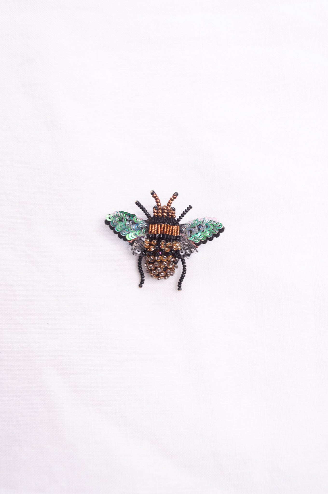 Trovelore hand beaded and embroidered honey bee brooch.