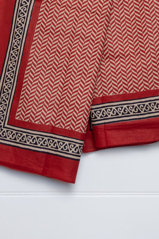 Cotton voile sarong - rust chevron