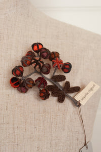 Sophie Digard handmade embroidered wool floral brooch, in autumn palette.