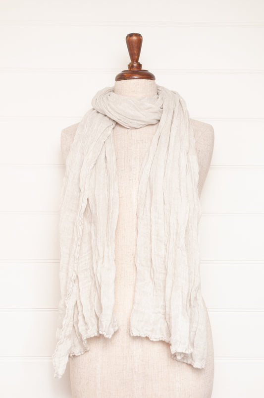 Linen scarf in soft light grey.
