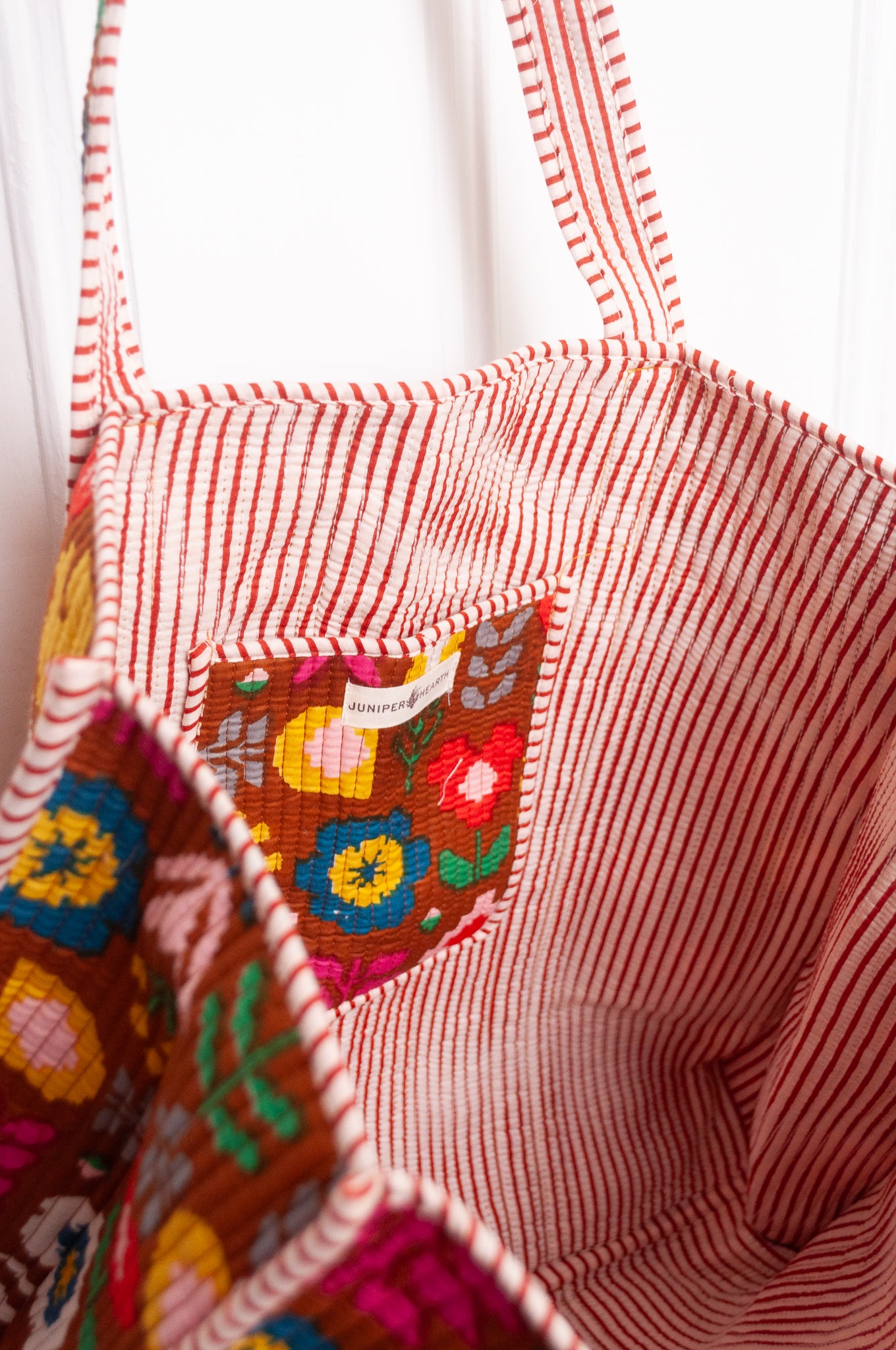 Quilted cotton tote bag - folk