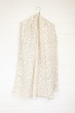 Load image into Gallery viewer, DVE ecru fine linen  scarf with delicate blockprint floral design.