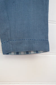 DVE Rooma pant elastic waist with side pockets in storm blue linen.