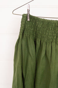 Frockk one size linen Lulu skirt maxi length  in moss green.