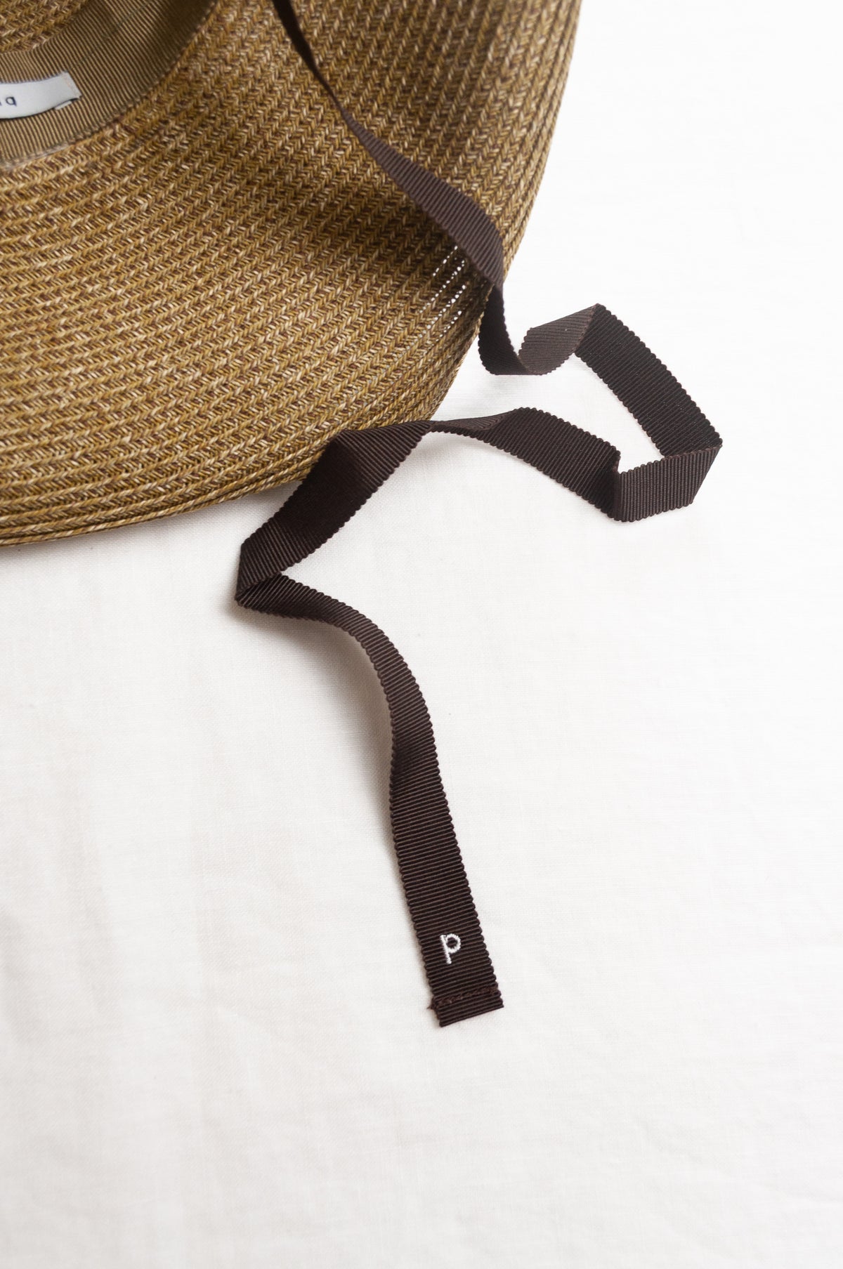 PCNQ made in Japan paper sun hat with ribbon tie Leonie in olive green.