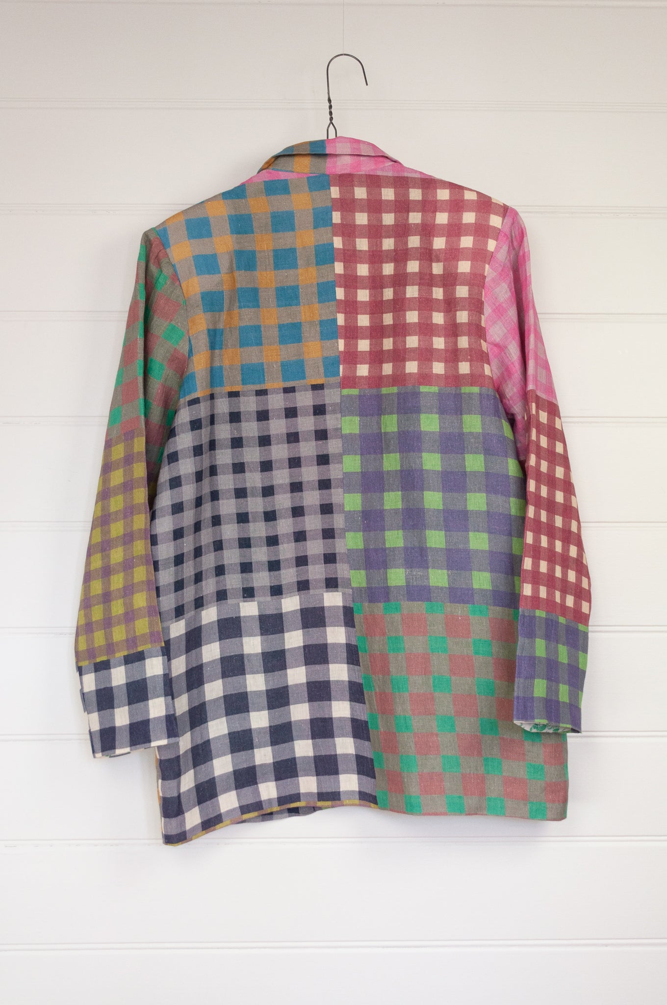 Yavi gingham linen jacket, multi coloured.