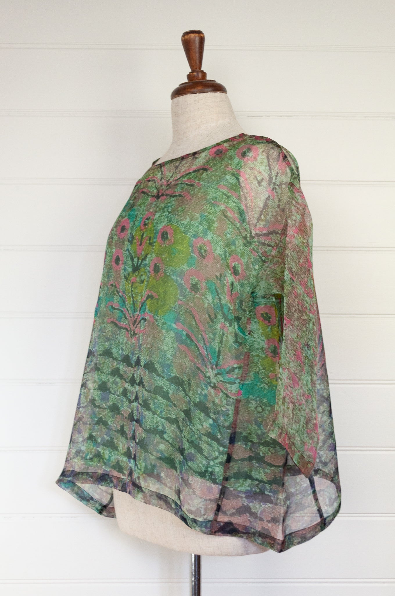 Yavi silk organza top in original impressionist print.
