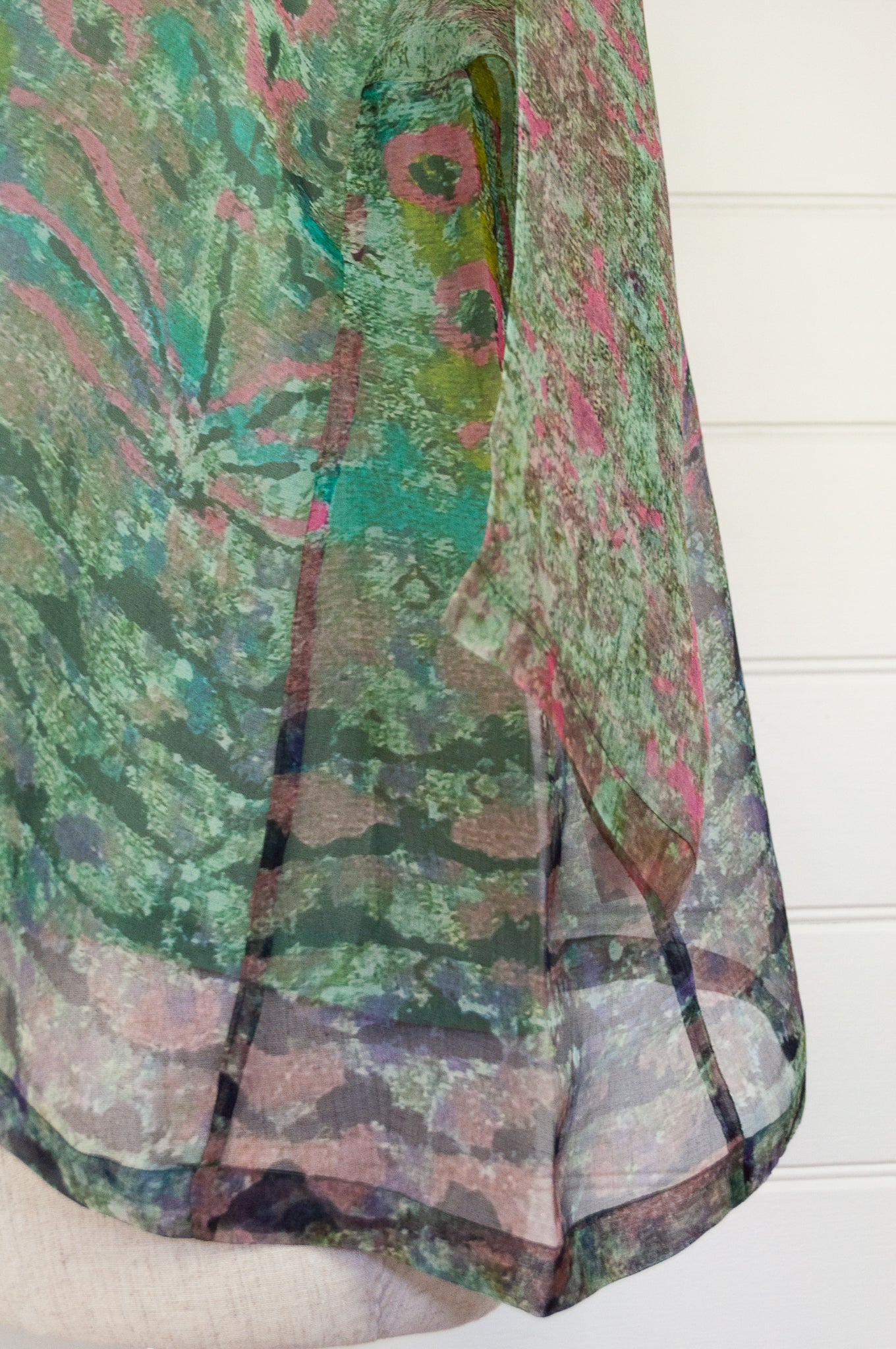 Yavi silk organza top in original impressionist print.