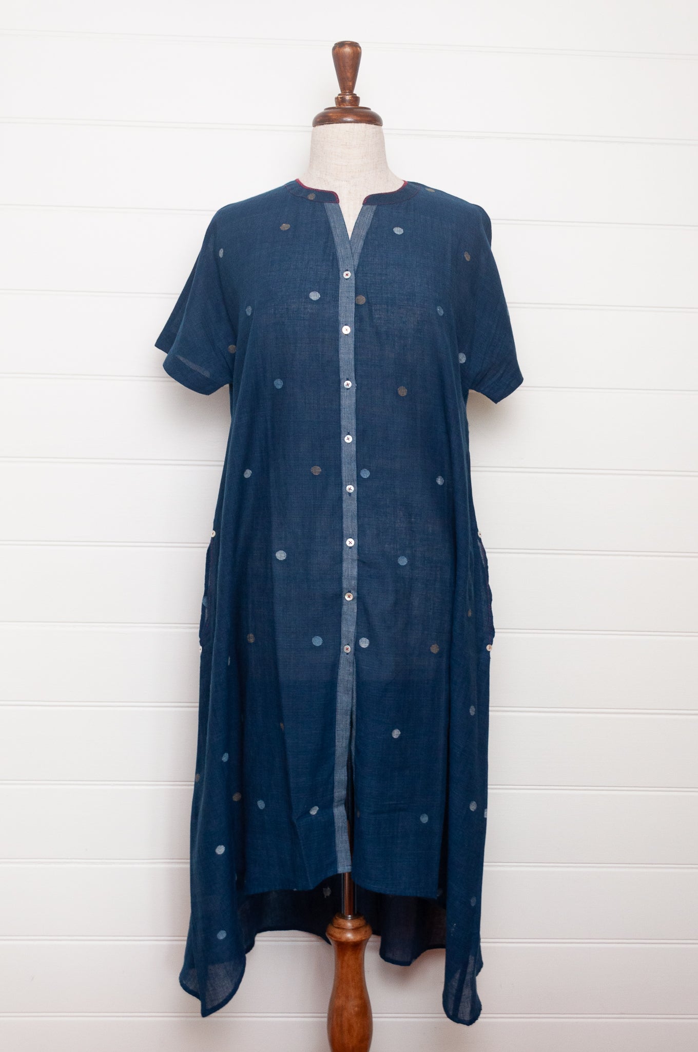 Karomi Moon dress - indigo jamdani