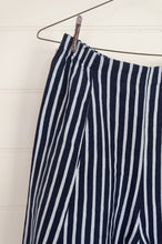 Load image into Gallery viewer, Banana Blue made in Melbourne white on blue stripe linen pants.