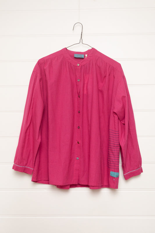 Lotus Veda Daffodil blouse in handloom cotton bright pink.