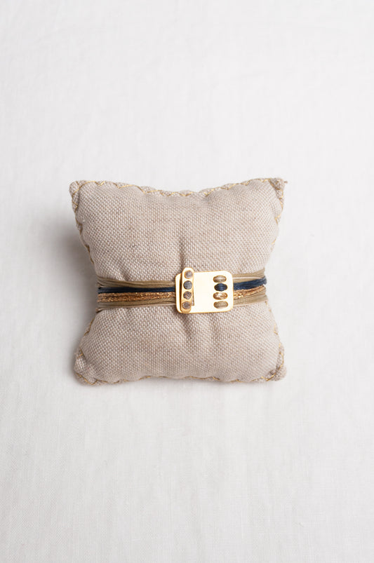 Mary Gaitani multi-line bracelet - taupe and gold