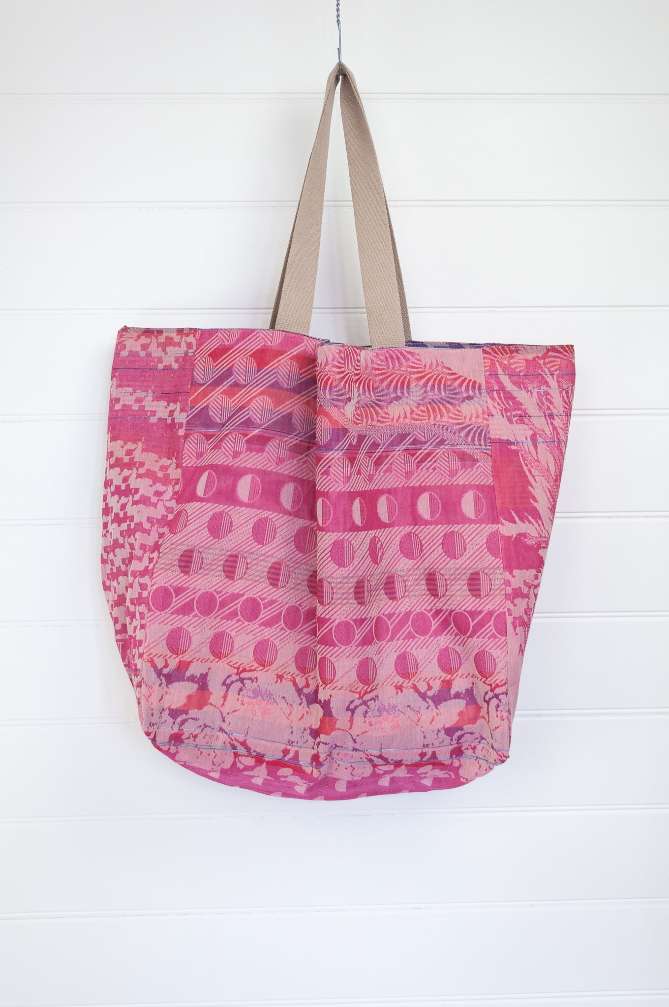 Letol made in France organic cotton jacquard reversible tote bag in Sean Barbie.