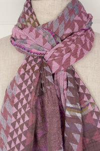 Letol scarf made in france organic cotton Casimir design in marshmallow pink and lilac.