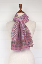 Load image into Gallery viewer, Letol scarf made in france organic cotton Casimir design in marshmallow pink and lilac.