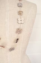 Load image into Gallery viewer, Sophie Digard hand made linen and velvet four petal flower necklace.
