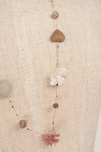 Load image into Gallery viewer, Sophie Digard hand made linen necklace, a string of hearts, flowers and beads in neutral tones.