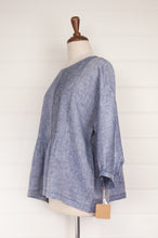 Load image into Gallery viewer, DVE Anisha top one size with pintuck bodice in chambray blue linen.