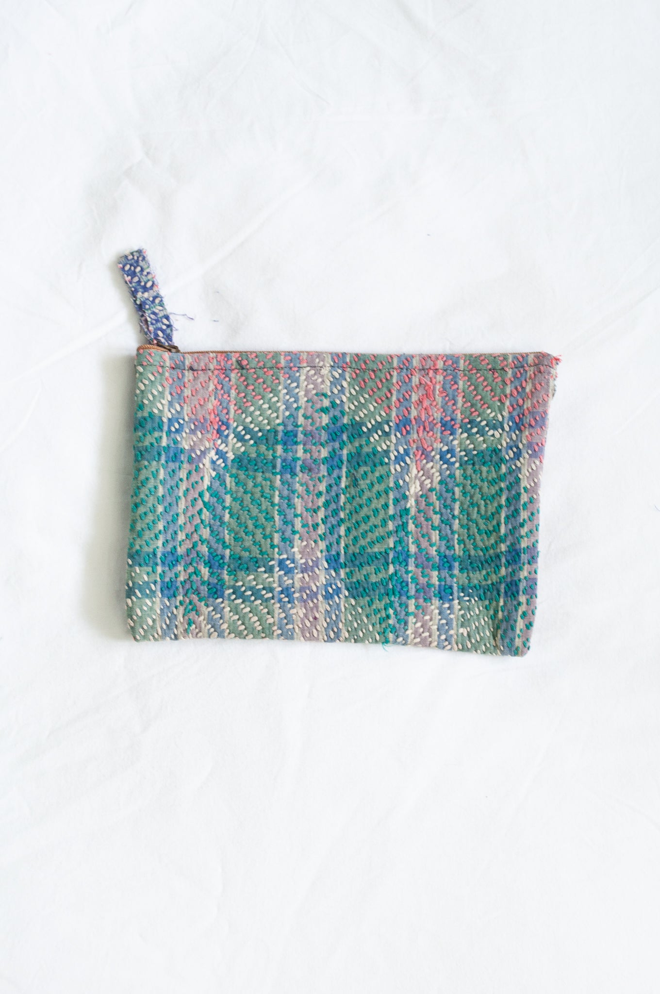 Vintage lohori kantha pouch - multi