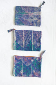 Colourful vintage lohori kantha zippered pouch