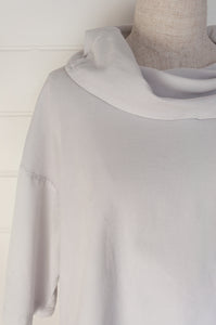 Valia Superfine cord tunic with funnel neck in sugar white.