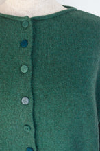 Load image into Gallery viewer, Baby yak wool one size reversible cardigan sweater in emerald green.