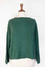 Load image into Gallery viewer, Baby yak wool one size reversible cardigan sweater in emerald green.
