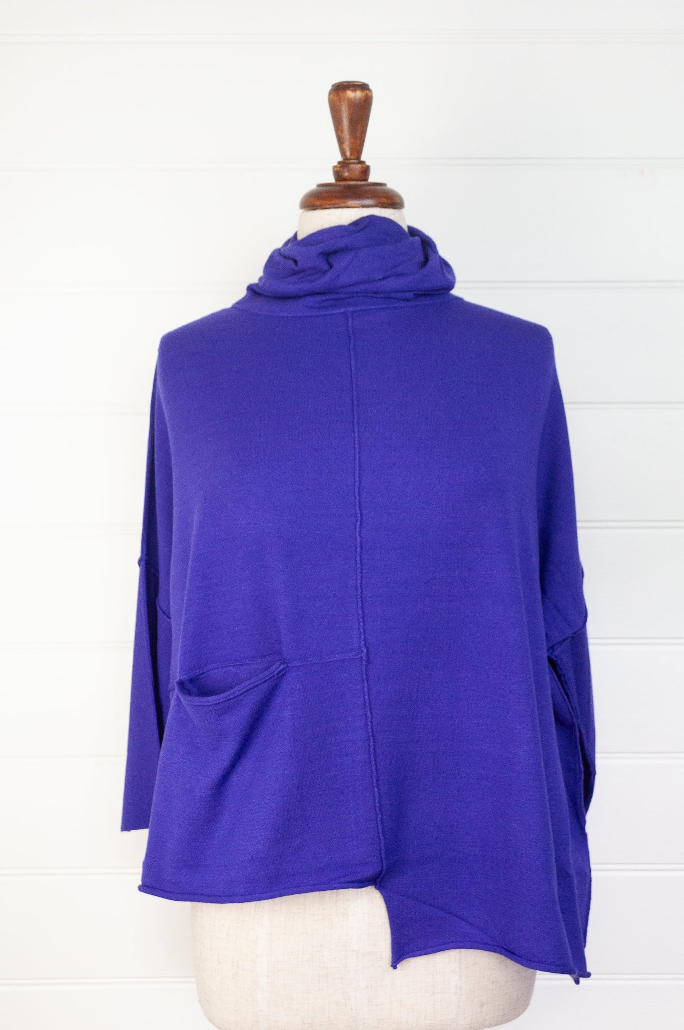Banana Blue box pullover in purple.