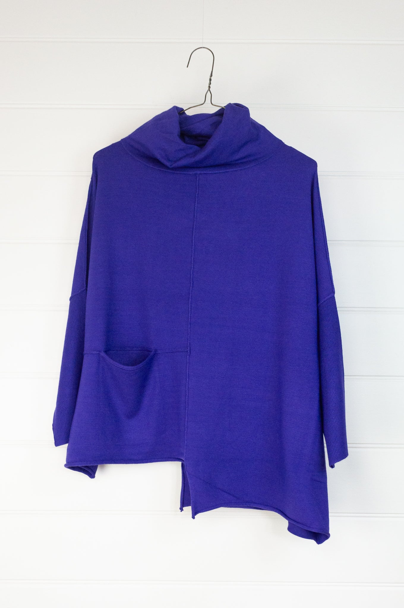 Banana Blue box pullover in purple.